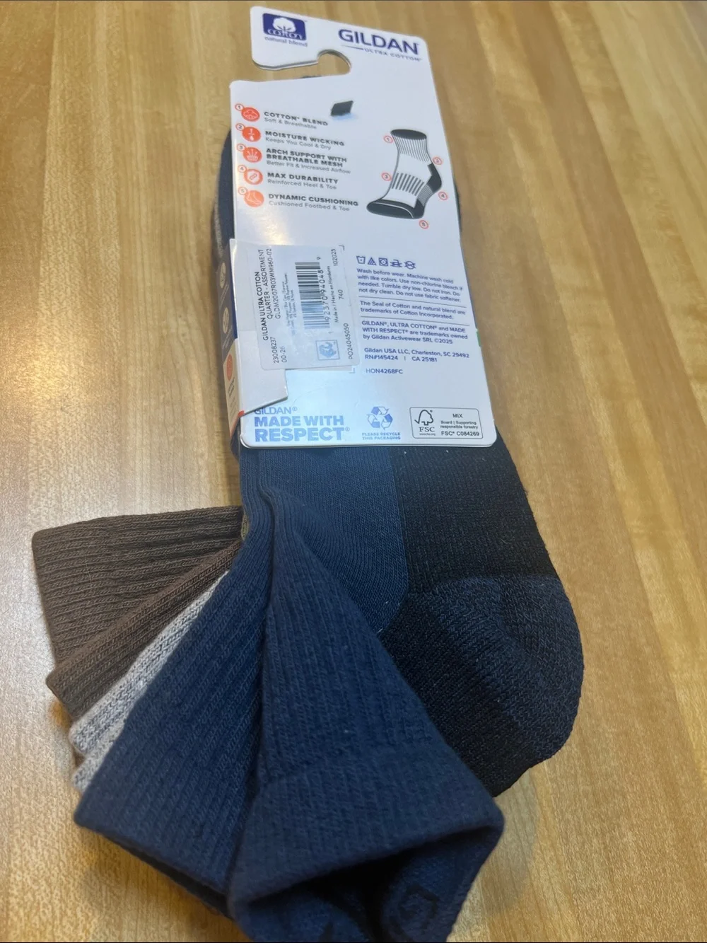 #3263**Gildan Men's Cushion Quarter Socks - Brown & Gray (3-Pack)